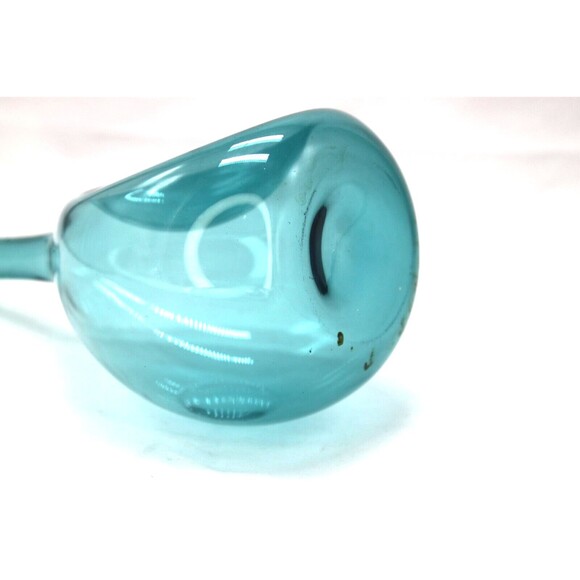 Dimpled Bulb Vase Hand Blown Art Glass Sweden MCM  Aqua Blue - Picture 11 of 16